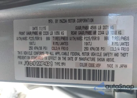 2016 Mazda Cx-5 Grand Touring z USA, uszkodzony, nr VIN JM3KE4DY2G0740619